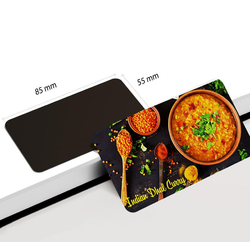 dhcrafts Rectangular Rubber Fridge Magnet Multicolor Food Indian Dhal Curry Rectangular Design Pack of 1 (8.6cm x 5.4cm)
